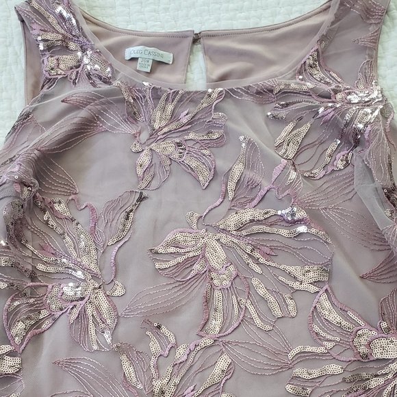 NWT: Oleg Cassini Mauve lace chiffon three piece pantsuit Size 20 - Picture 4 of 14